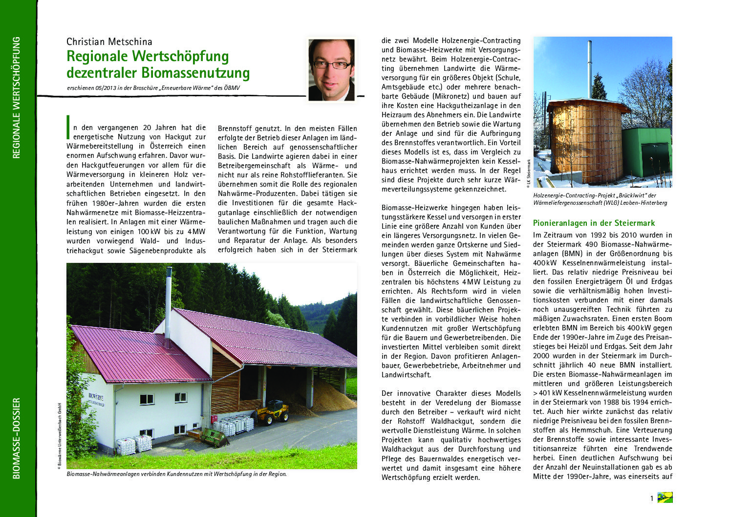 Regionale Wertschöpfung dezentraler Biomassenutzung